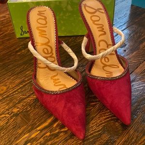 Sam Edelmon berry colored suede heels never been worn.